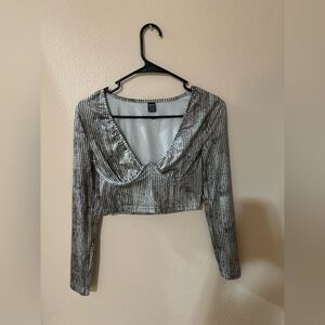 Striped Long Sleeve Crop Top